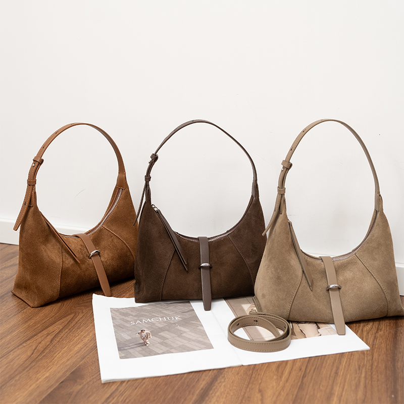 Women'S Work Bags Designer - กระเป๋าถือหนังกลับสำหรับสุภาพสตรี สไตล์ดีไซเนอร์ กระเป๋าสะพายข้างที่ทันสมัยและสง่างาม หนังวัวคุณภาพสูง เหมาะสำหรับการเดินทางไปทำงาน