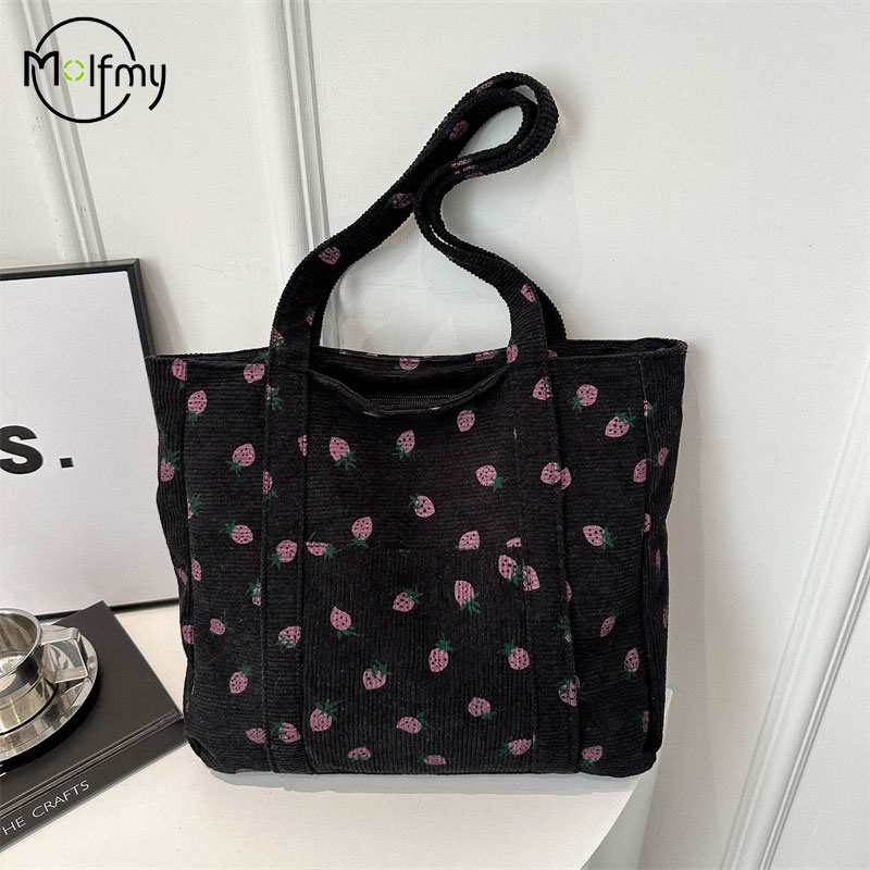 Corduroyกระเป๋าถือสตรอเบอร์รี่ - Women Bags Zara บทวิจารณ์และราคา