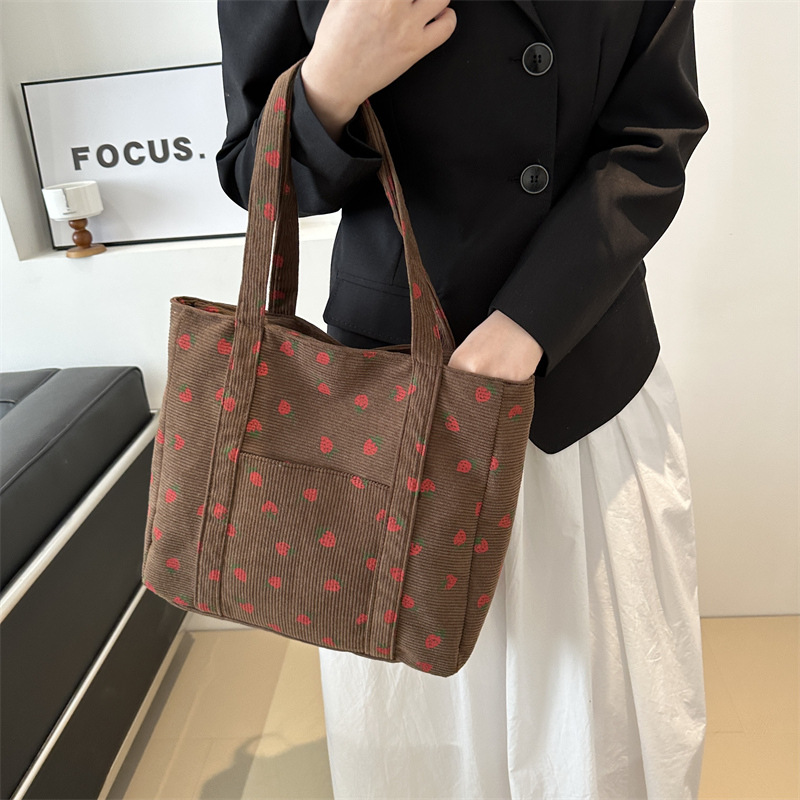 Corduroyกระเป๋าถือสตรอเบอร์รี่ - Women Bags Zara บทวิจารณ์และราคา