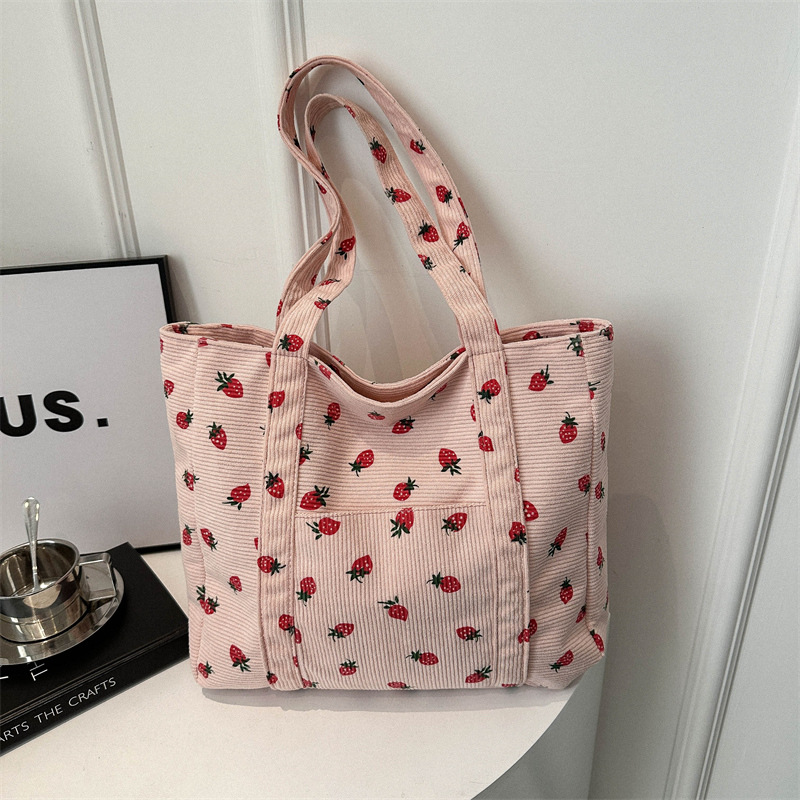 Corduroyกระเป๋าถือสตรอเบอร์รี่ - Women Bags Zara บทวิจารณ์และราคา